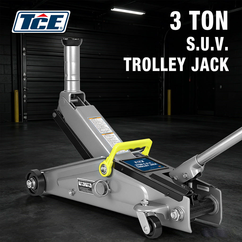 TCE Cric Hydraulique Horizontal 3t 150-530mm Hauteur Réglable Structure en Acier Robuste avec Soupape de Sécurité Certifié CE pour Changement de Pneu Adapté aux Voitures SUVs MPVs BIG RED TORIN
