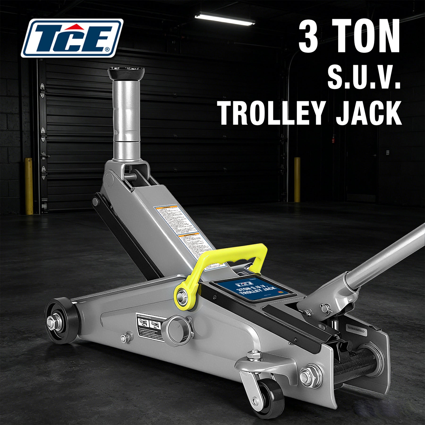 TCE Cric Hydraulique Horizontal 3t 150-530mm Hauteur Réglable Structure en Acier Robuste avec Soupape de Sécurité Certifié CE pour Changement de Pneu Adapté aux Voitures SUVs MPVs BIG RED TORIN