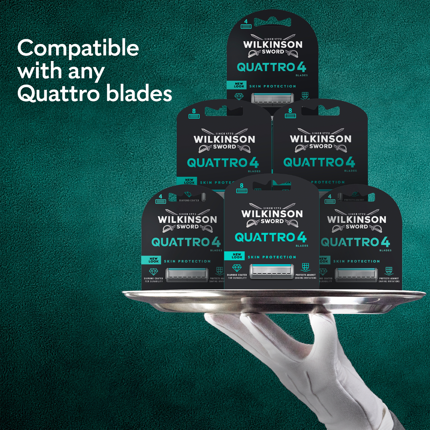 Wilkinson Sword Quattro - Rasoir pour Homme - 1 Manche + 1 Recharge