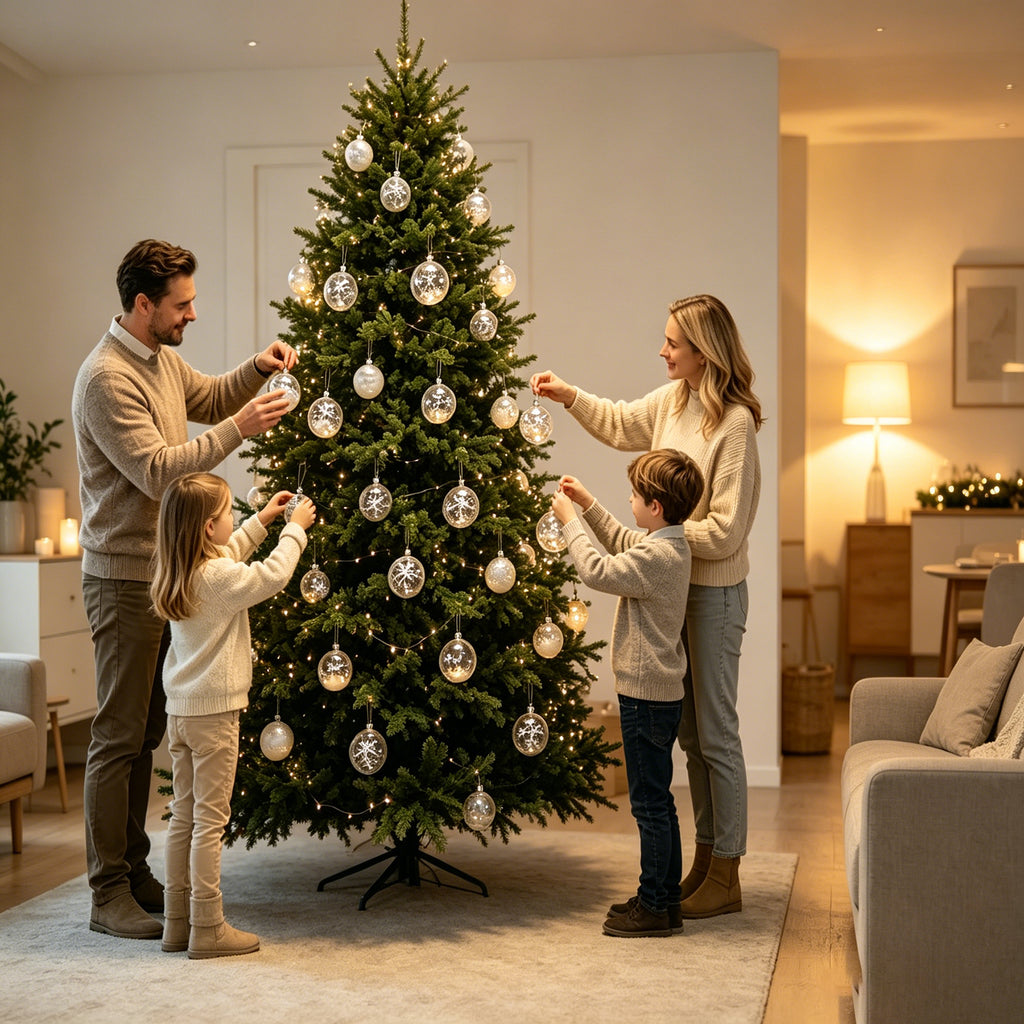 JU7CER 6 pièces de boules de Noël, boules de Noël en plastique incassable de 6 cm, boules de Noël à motif neige, convient pour la décoration intérieure et extérieure des fêtes de Noël et des soirées