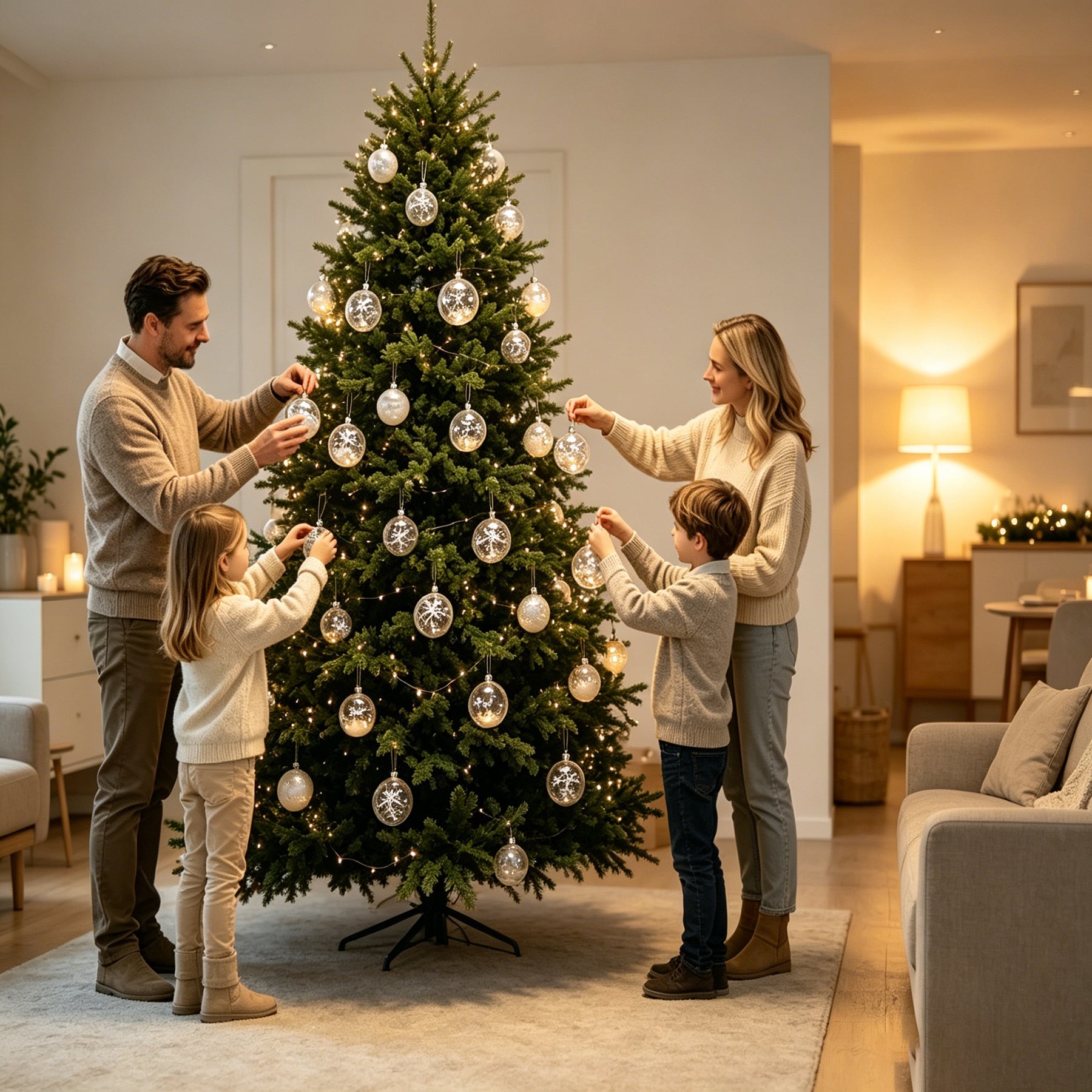 JU7CER 6 pièces de boules de Noël, boules de Noël en plastique incassable de 6 cm, boules de Noël à motif neige, convient pour la décoration intérieure et extérieure des fêtes de Noël et des soirées
