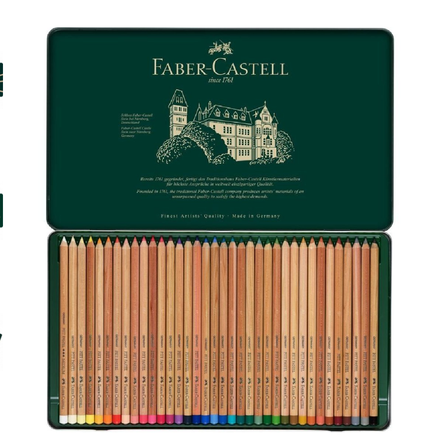 Faber-Castell Boîte en métal de 36 crayons de couleur Pitt Pastel