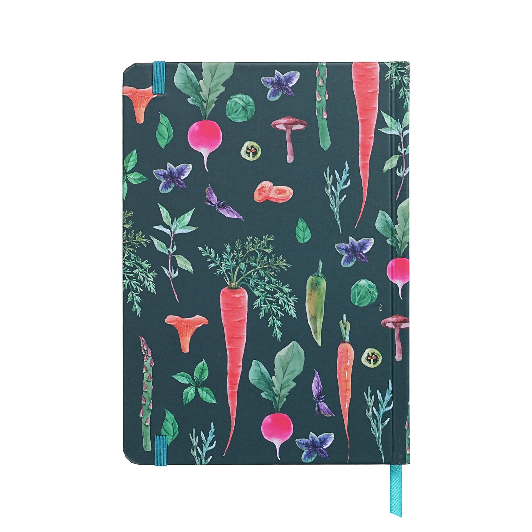Jubiluu Carnet ligné A5 à couverture rigide texturée avec marque-pages et élastique - Veggie Garden