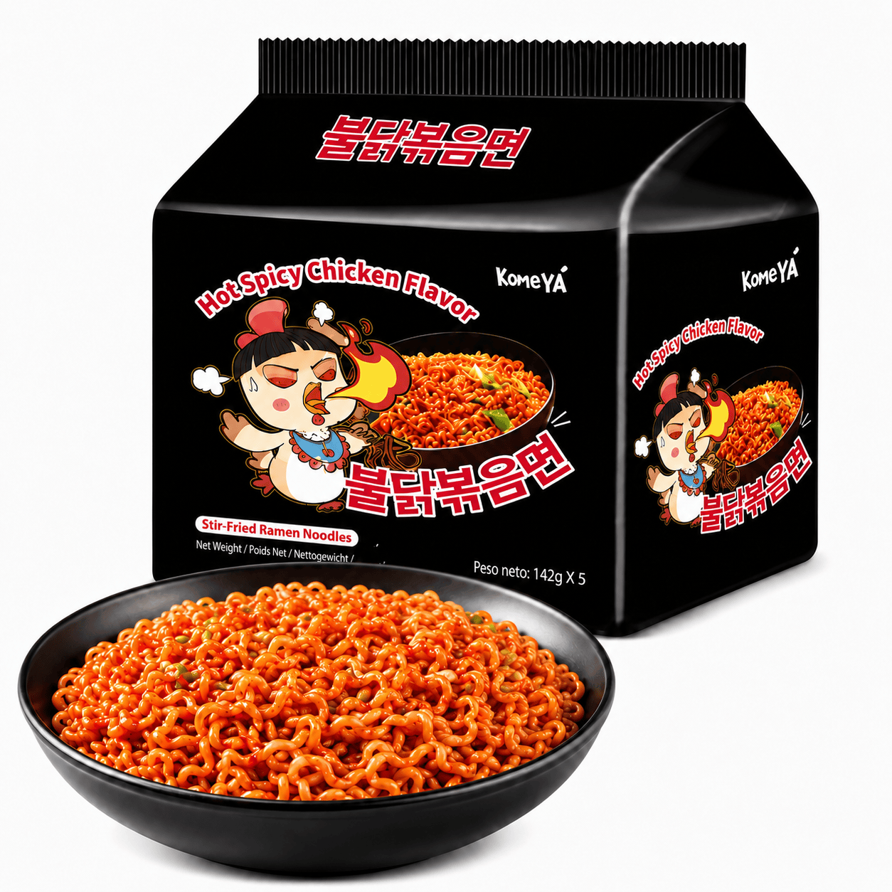 KOMEYA FIDEOS Nouilles instantanées épicées (noires) 142 g x 5