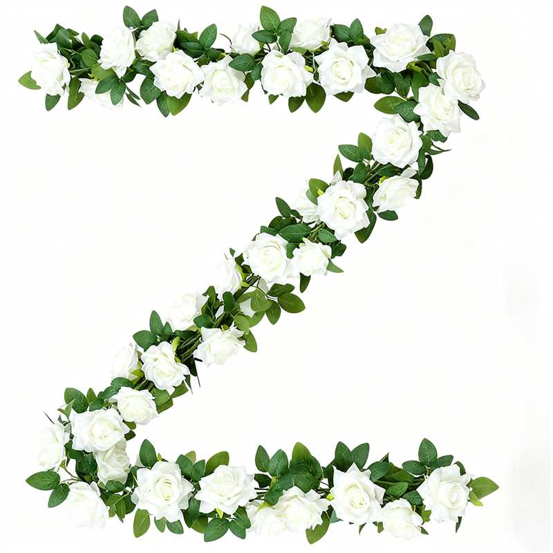 Wei's moment Guirlande Couronne - Fleurs Artificielles - Guirlande de Plantes et Feuilles de Fleurs pour Maison, Fêtes, Jardins, Décorations de Noël et Mariage, Lot de 3