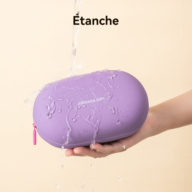 JORDAN&JUDY Trousse de lavage en silicone, sac de rangement imperméable de grande capacité et portable, Violet