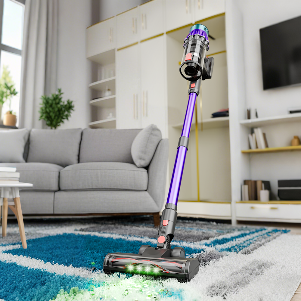 COTIAR V22 Aspirateur sans fil 650 W, 55 kPa de puissance d’aspiration, moteur sans balais, 1,2 L de capacité, écran LED, pour sols et tapis, capture des poils d’animaux - Violet