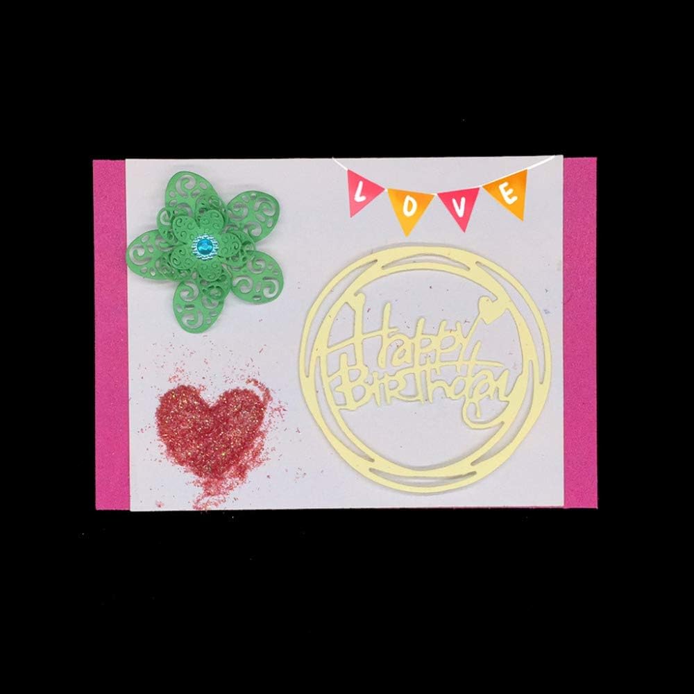WhereHike Matrices de découpe métal Happy Birthday anglais pour kit de création de cartes gaufrage papier découpes pour machine de scrapbooking pochoirs