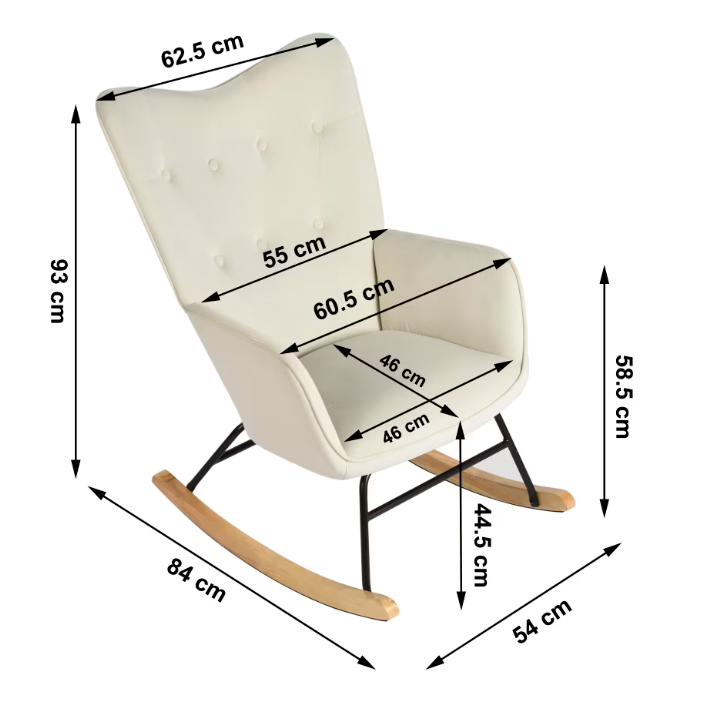 Fauteuil à bascule de loisirs en velours blanc cassé