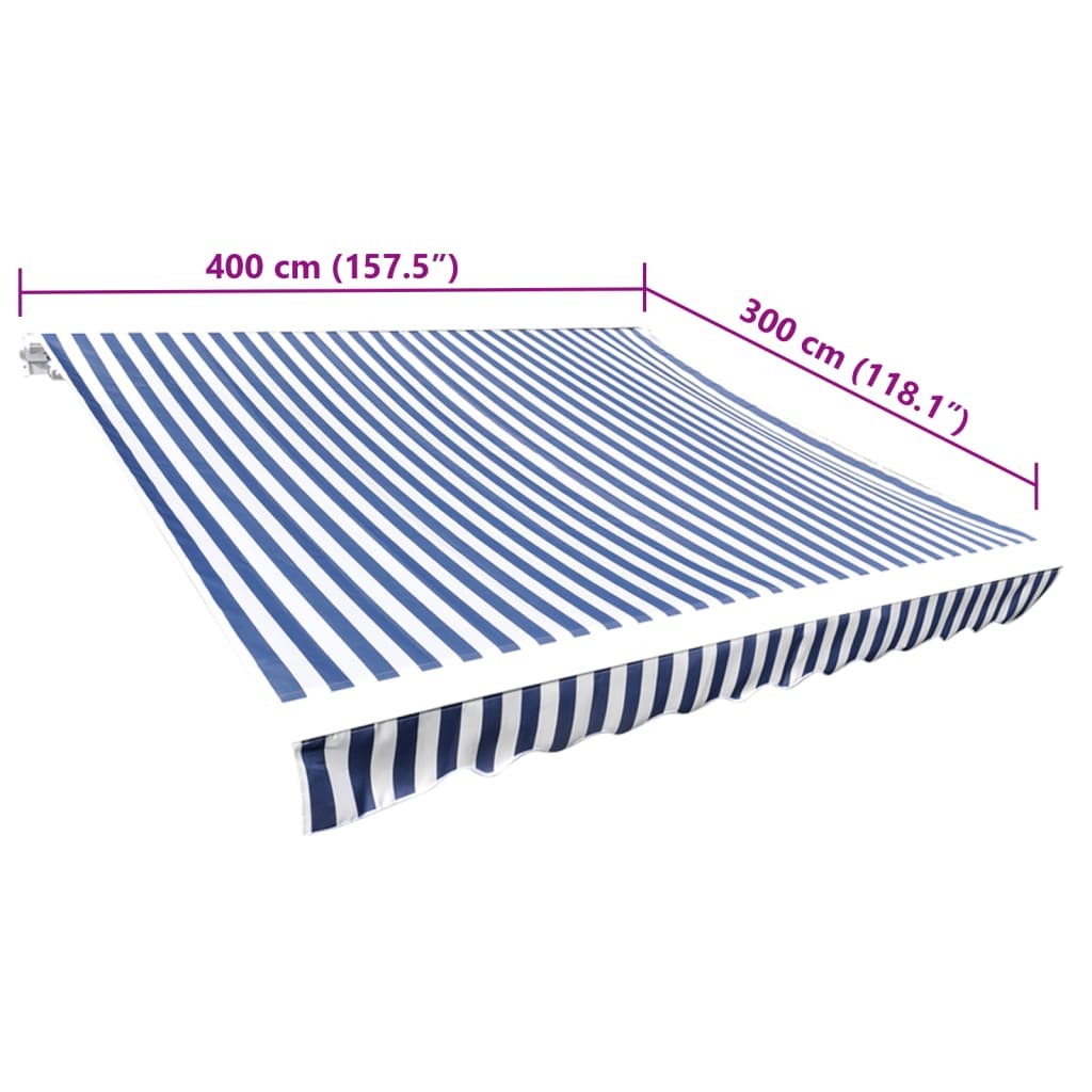 VidaXL Tissu de Remplacement pour Tente de Terrasse – Bleu et Blanc – 4 x 3 m (Cadre Non Inclus)