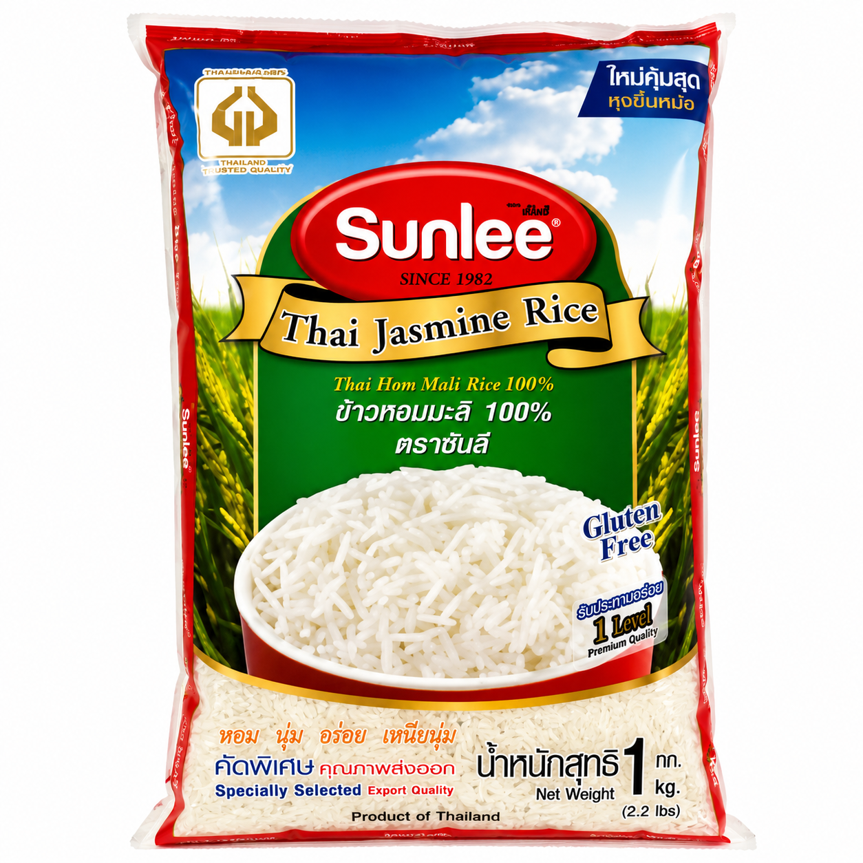 Sunlee Riz jasmin thaïlandais, 1 kg, 1 paquet