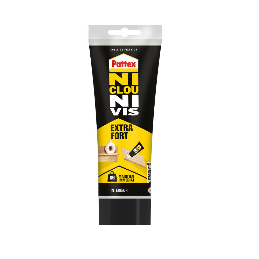 Pattex – Ni Clou Ni Vis Extra Fort (tube de 260 g) – Colle de fixation à maintien immédiat – Rapide pour usage intérieur