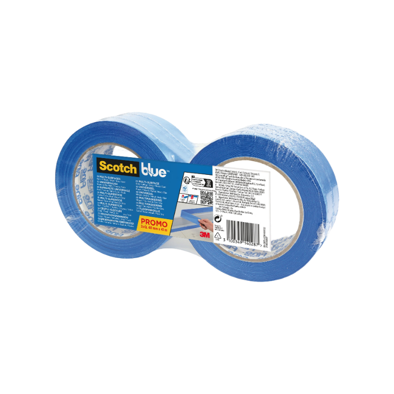 ScotchBlue™Ruban de Masquage Multi-Surfaces ScotchBlue™ - Lot de 2 - PEFC - Cut Case Bleu 41m x 48mm