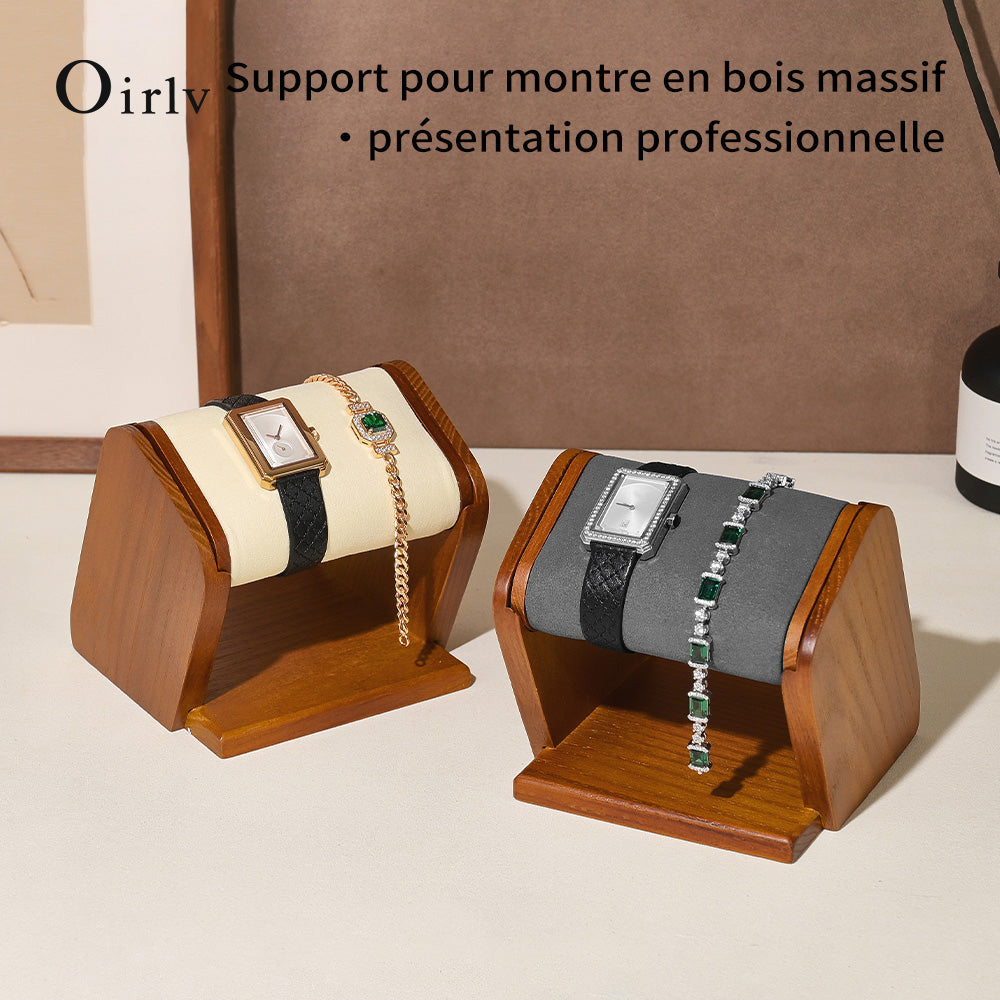 Oirlv Supporteur de montre en bois, présentoir et organisateur de rangement pour bijoux et montres, pour vitrine