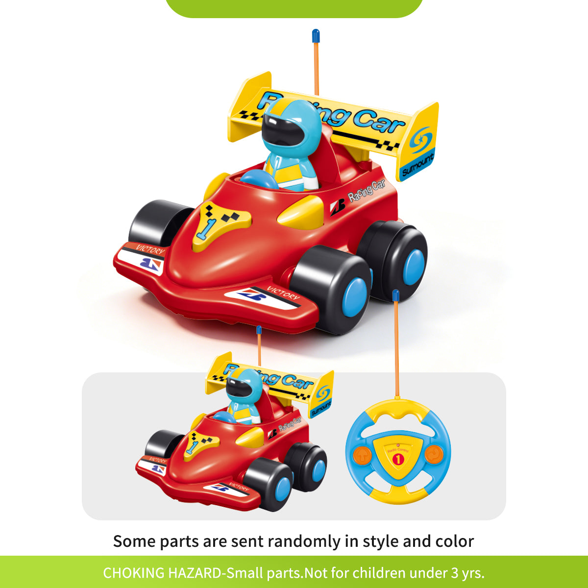 Jouet Voiture de Course RC pour Tout-petits, Voiture de Course de Formule en Plastique Sûre avec Télécommande et Contrôleur de Volant, Jouet Véhicule RC Facile à Utiliser pour Cadeau de Garçons Jeunes Enfants