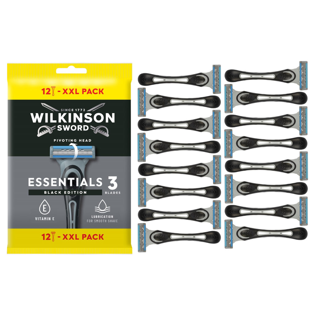 WILKINSON SWORD Essential 3 Black - Rasoirs Jetables Pour Homme - x 12