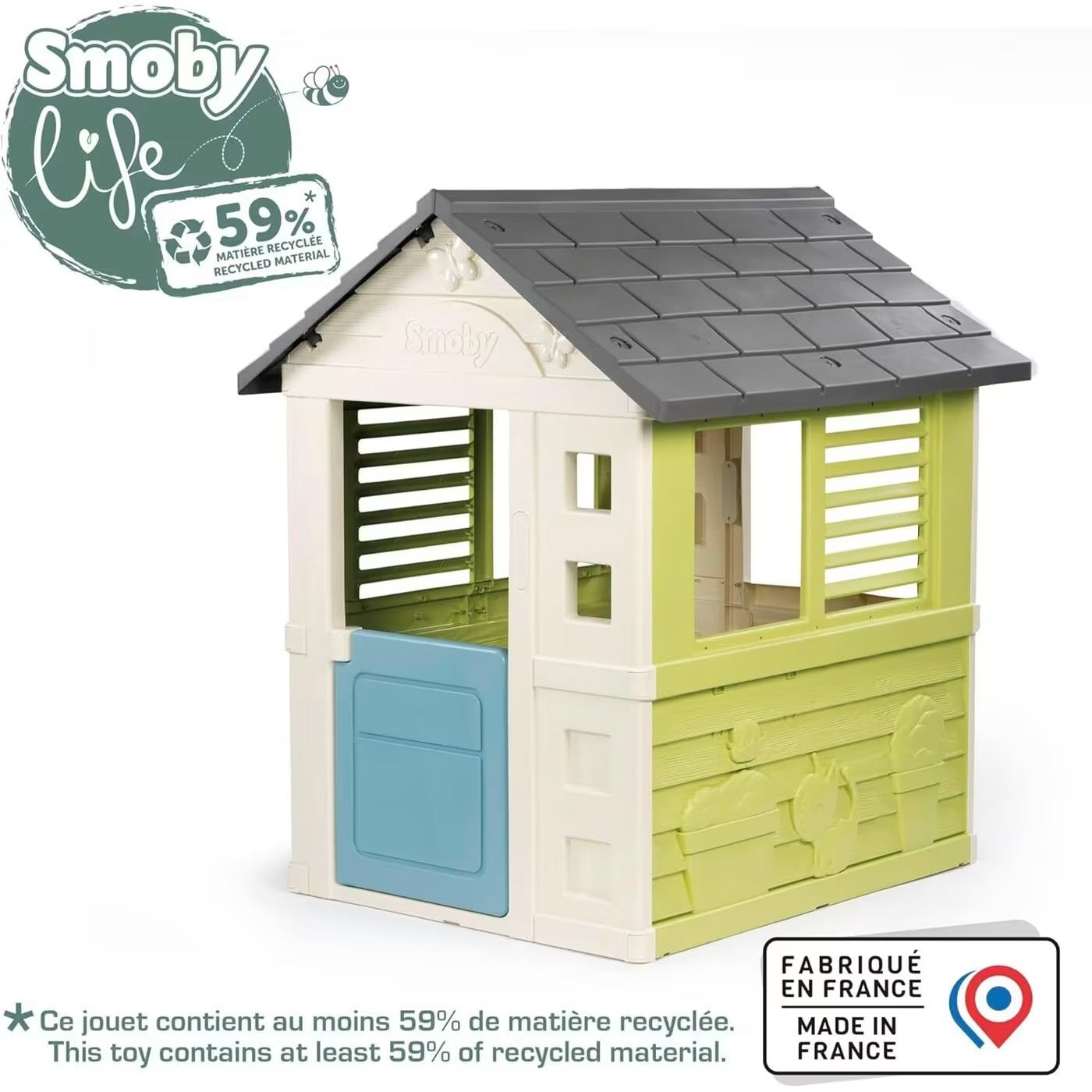 Smoby Life - Jolie Maison - Design Moderne - Portillon, Fenêtres avec Persiennes - Matière Recyclée - A Partir de 2 Ans - Fabrication Française