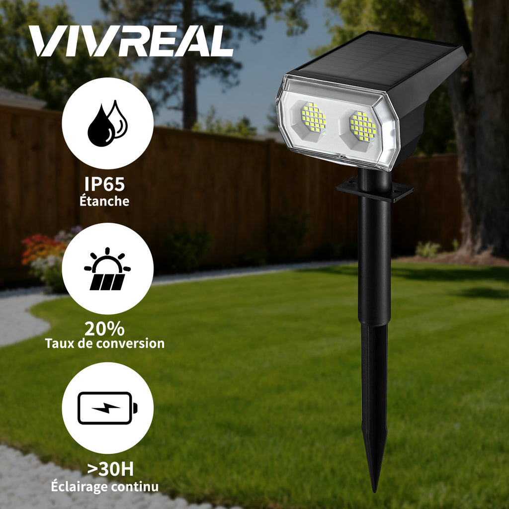 VIVREAL CPD-09 type 2 Lot de 2 lampes solaires 48 LED - Blanc chaud