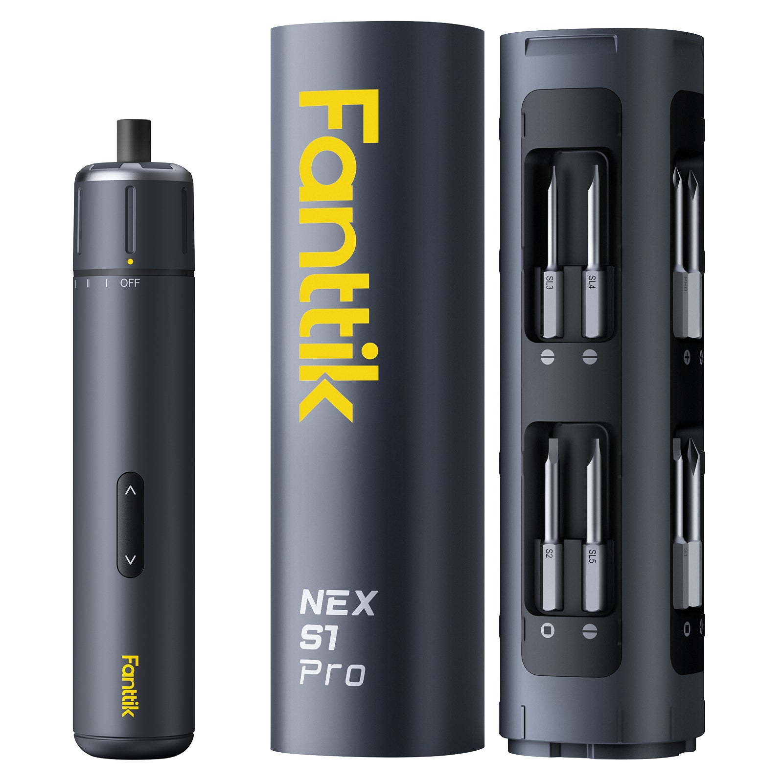Fanttik S1 Pro Tournevis électrique, 16 embouts en acier S2, 3 réglages de couple, Max. 6 N·m, Batterie 2000 mAh, Éclairage LED et porte-embout hexagonal 1/4 po, pour meubles et PC de jeu
