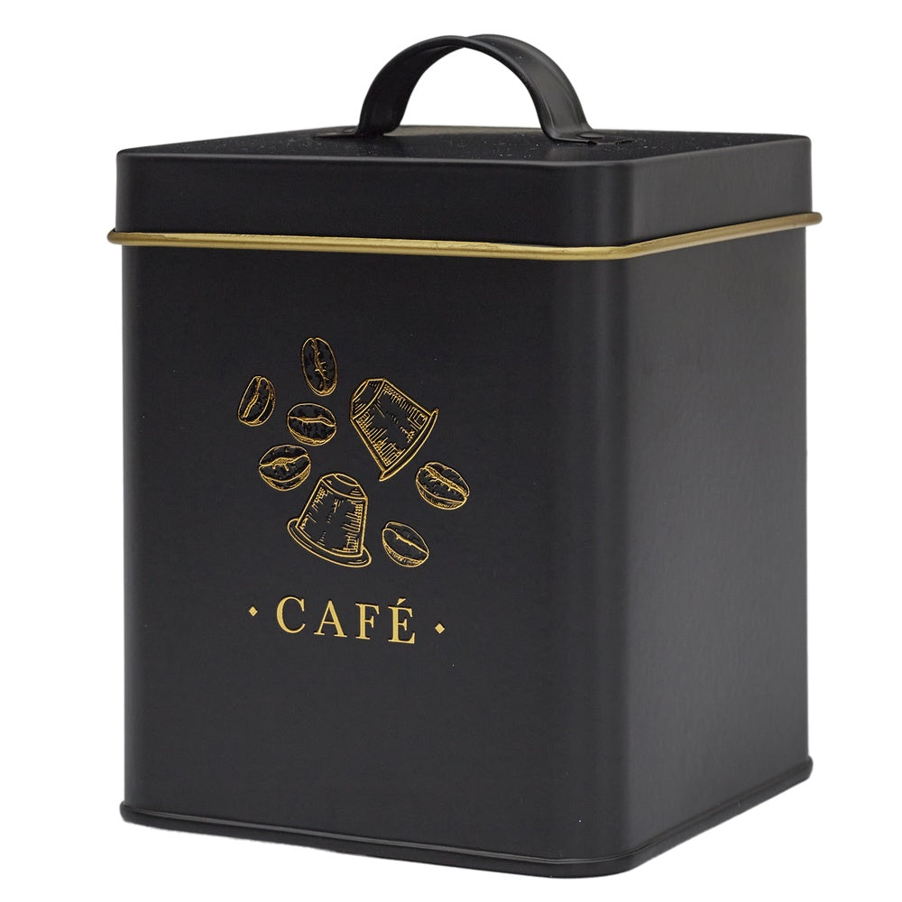 COOK CONCEPT Boîte à café en métal Noir et doré