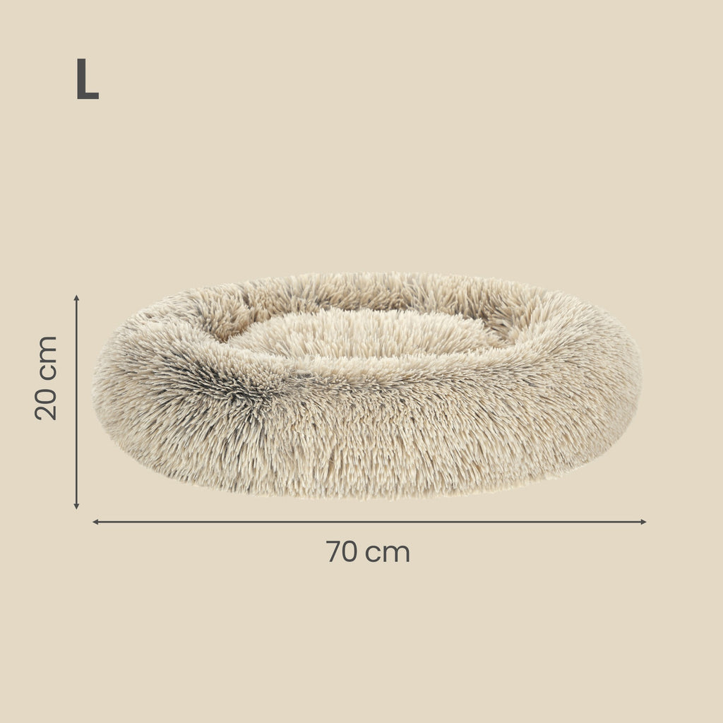 JOYFURNOS Lit pour chien en peluche donut avec housse amovible et lavable, kaki, 70 x 20 cm
