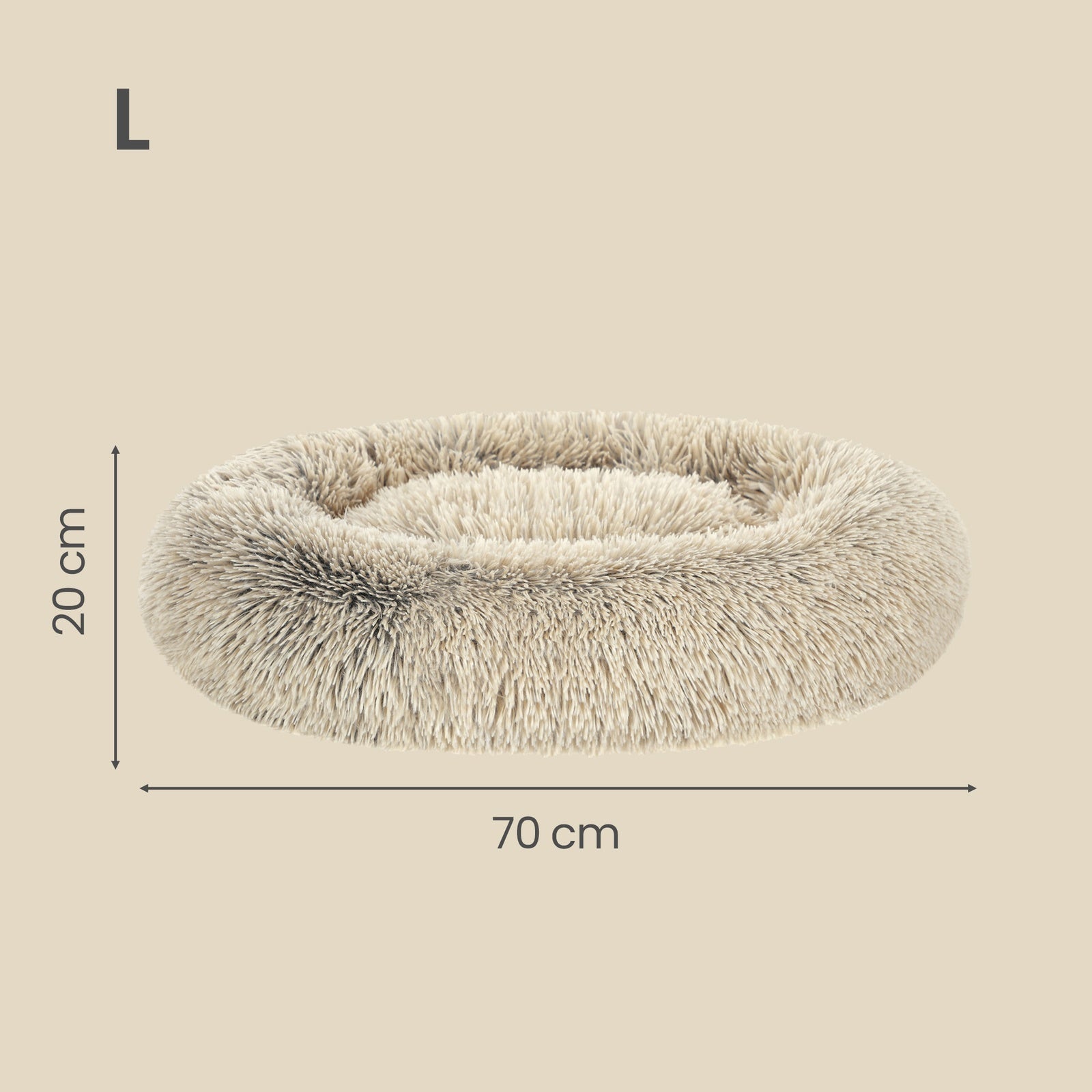 JOYFURNOS Lit pour chien en peluche donut avec housse amovible et lavable, kaki, 70 x 20 cm