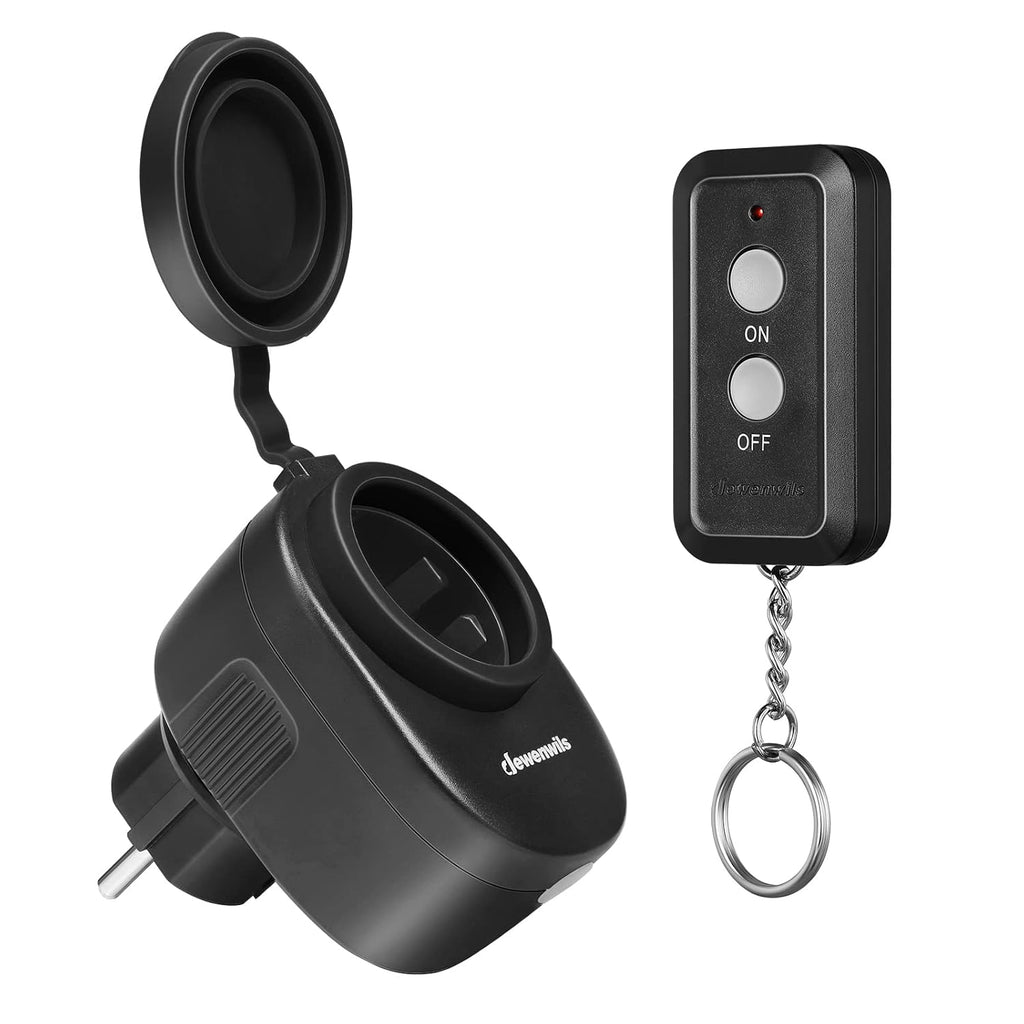 DEWENWILS Prise télécommandée extérieure, prise sans fil étanche IP44, 2300 W, portée 30 m, préprogrammée
