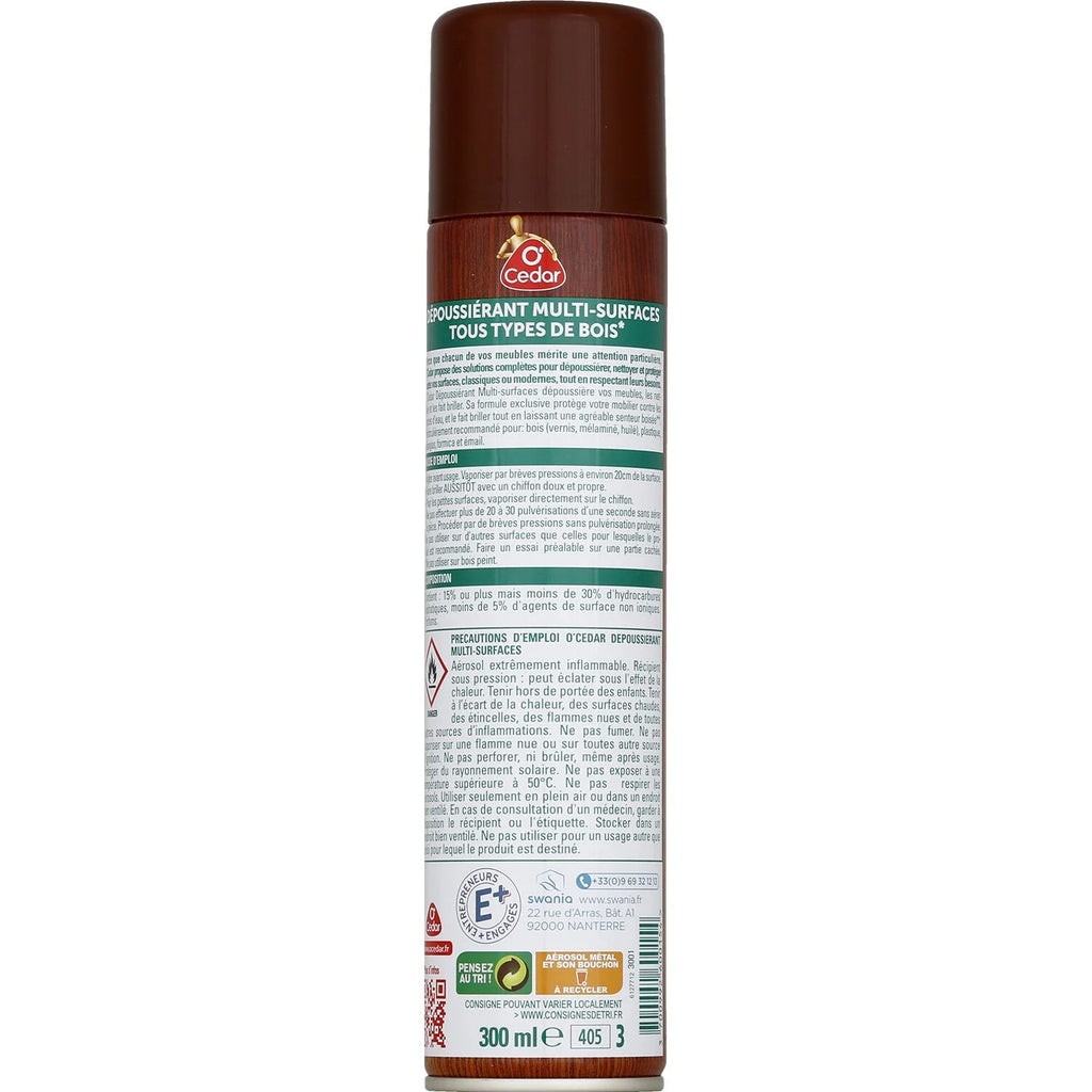 O'CEDAR Nettoyant multi-surfaces bois et meubles à la cire de carnauba 300 ml