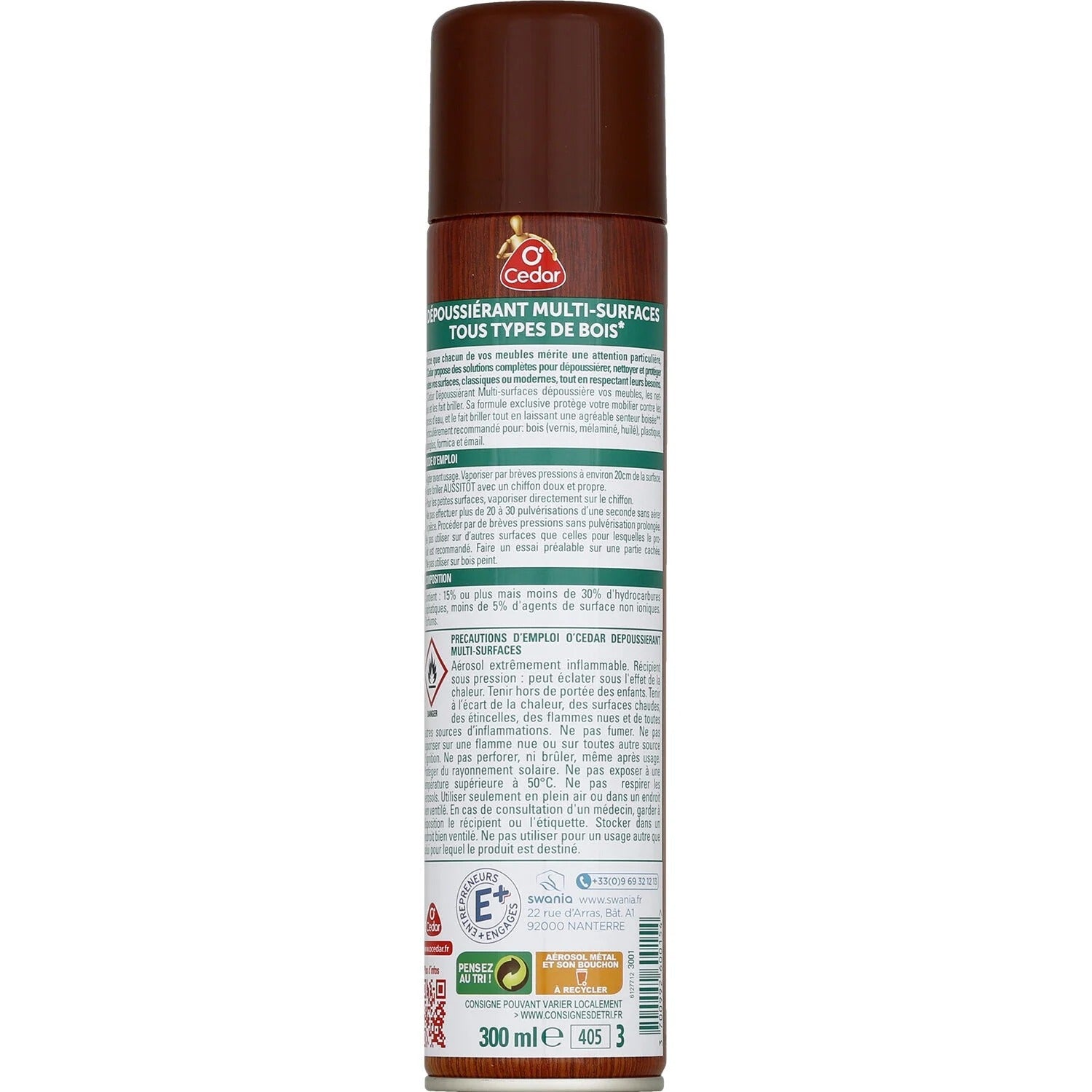 O'CEDAR Nettoyant multi-surfaces bois et meubles à la cire de carnauba 300 ml