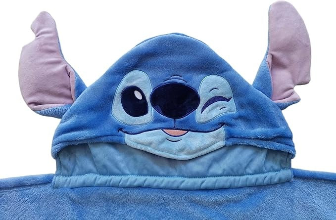 WT&T Couverture à capuche Disney Stitch 120 x 150 cm