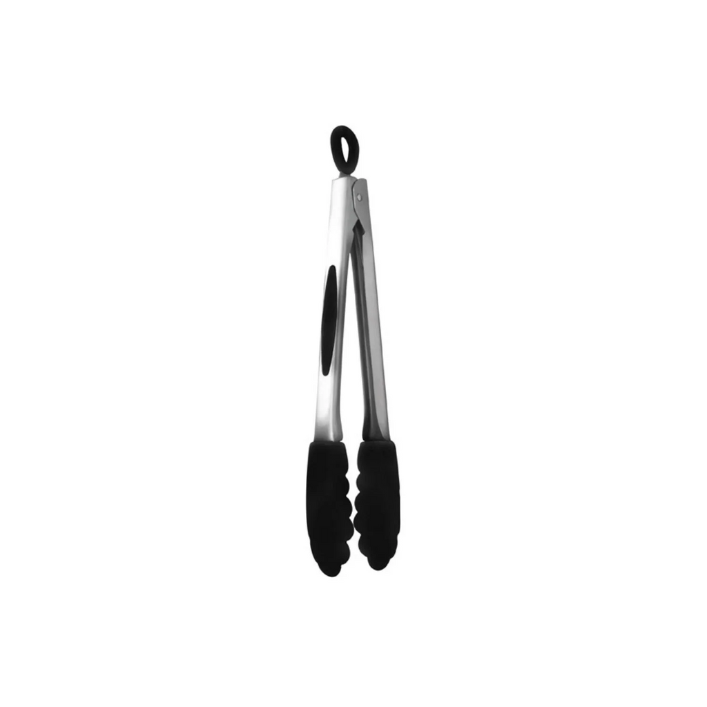 MASTRAD Pince multifonction de cuisine en acier inoxydable et silicone noir - 30 cm