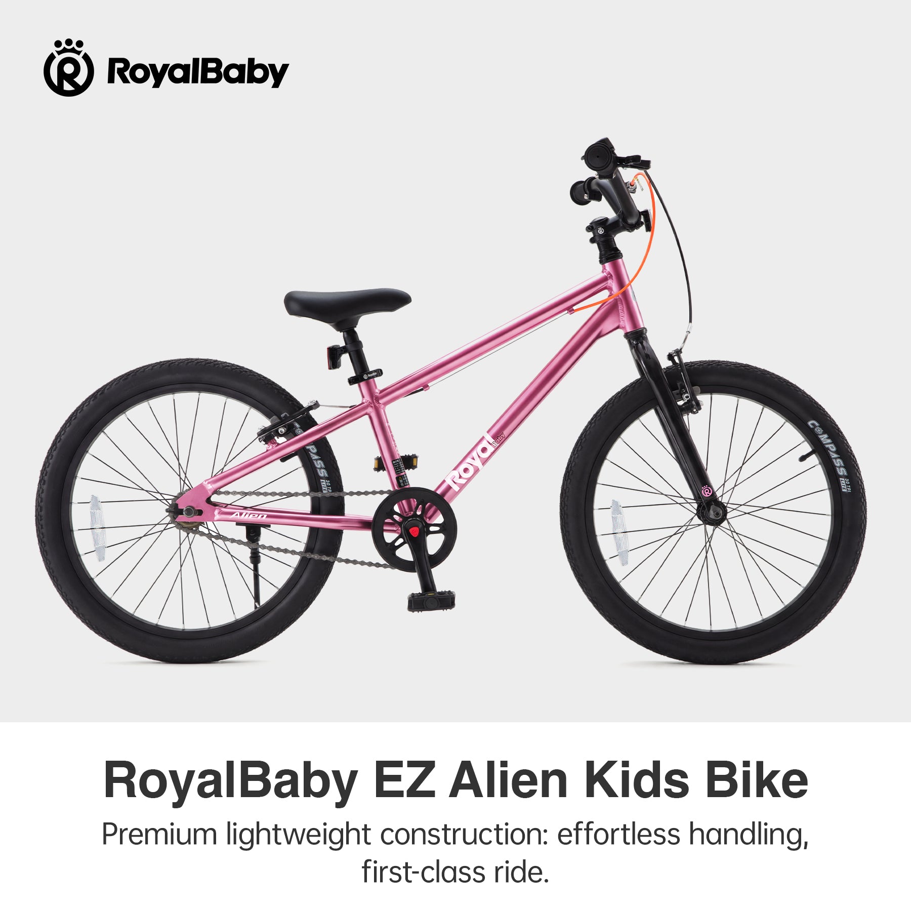 RoyalBaby Vélo pour enfants + Aluminium EZ Alien + 20 pouces Rose, Poids net 6,9 kg