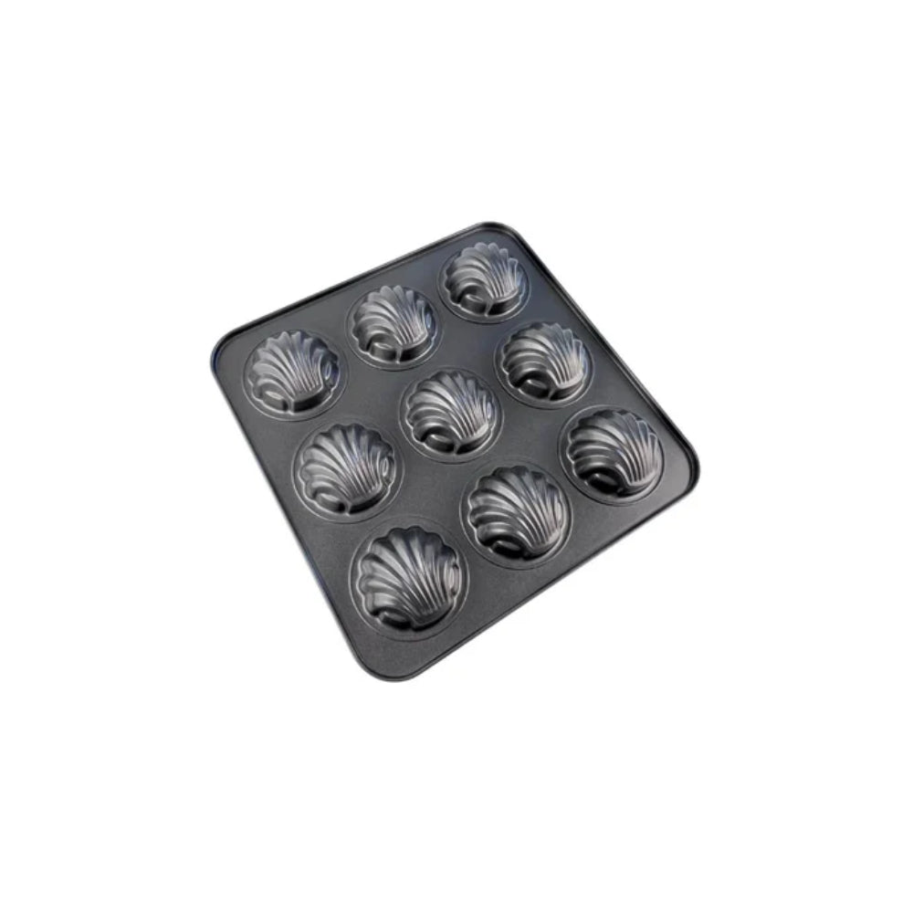 Mastrad Moule à madeleines en forme de coquille 28 x 28 cm – Design original – Revêtement antiadhésif Duramax – Résistant à la chaleur jusqu’à 230 °C – Métal durable