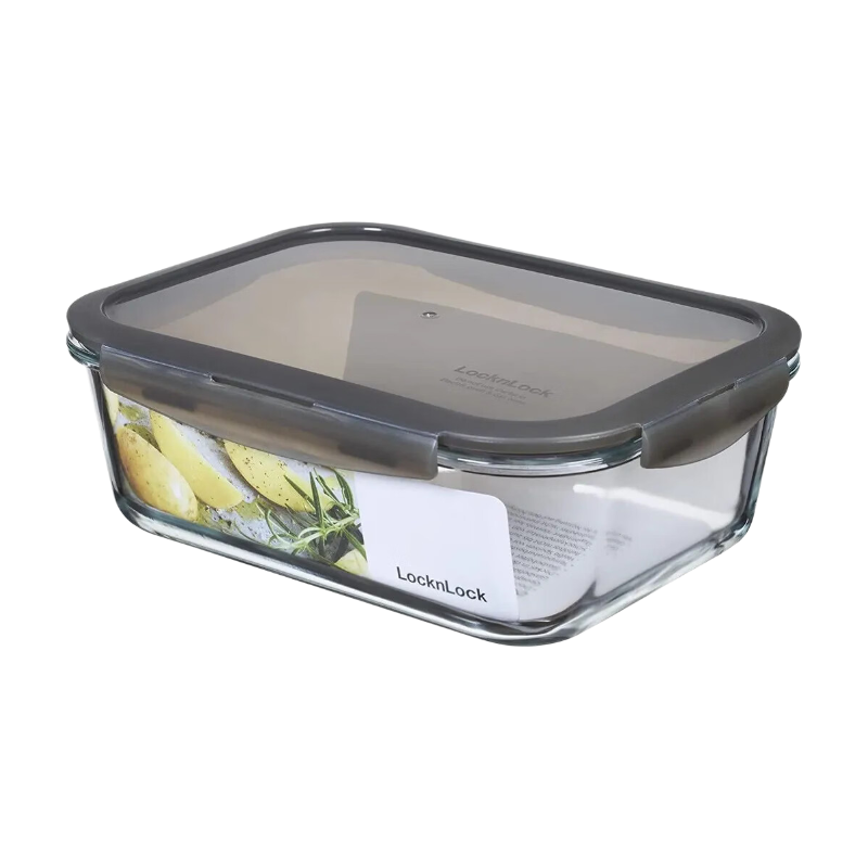 Euro récipient en verre pour four rectangulaire 2,0 L - Couvercle gris