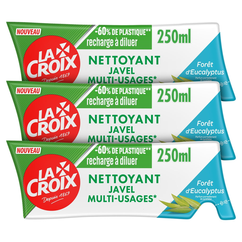 LA CROIX Nettoyant multi-usages à la javel recharge à diluer Forêt d'Eucalyptus 3 recharges