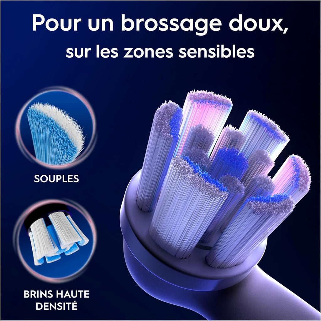 Oral-B iO - RB SW-6 Gentle Care – Brossettes de Rechange pour Brosse à Dents Électrique Oral-B iO, Nettoyage Doux et Efficace des Dents et des Gencives - Lot de 6, blanc