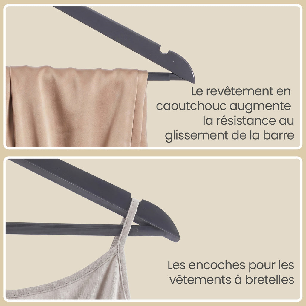 Ochama Lot de 20 cintres en bois, cintres pour manteaux robustes avec crochet pivotant à 360° antirouille et surface polie lisse, profil épais et solide 44,5x23x1,2cm, idéal pour costumes, vestes, manteaux, chemises, pantalons, placard, Gris