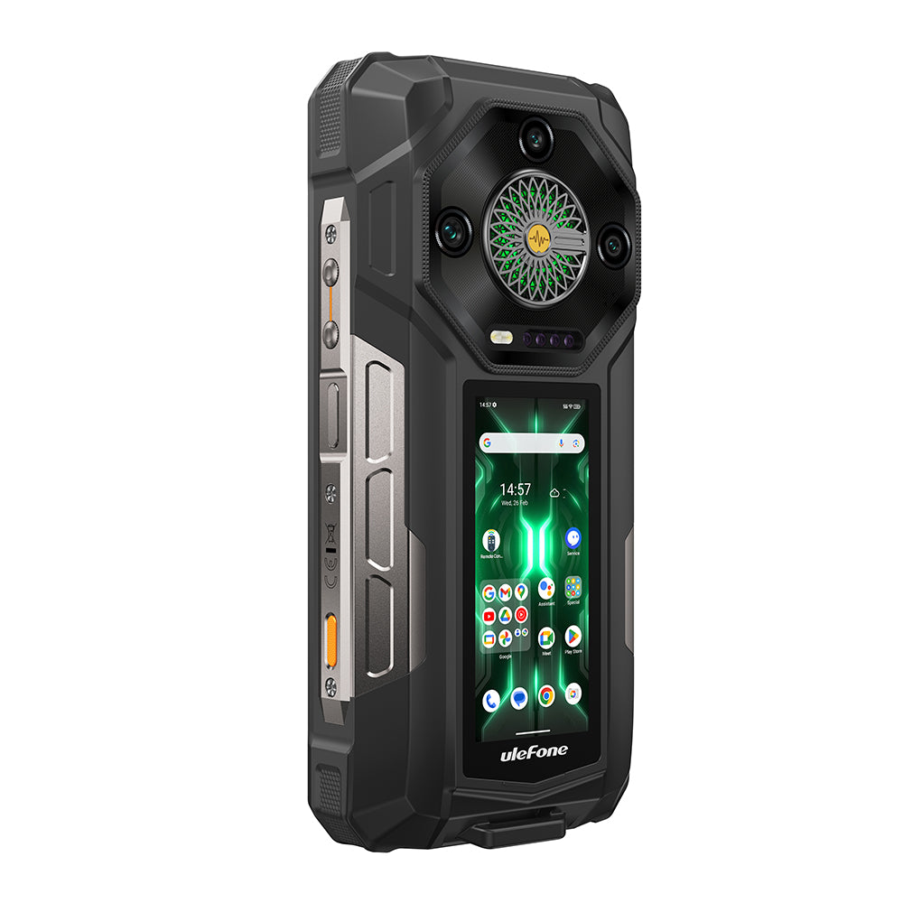 Ulephone Armor 33 Pro 5G Téléphone Rugged Double Écran, Écran 6,95" FHD 120 Hz + 3,4", 25500 mAh (66 W) 32 Go + 512 Go, 50 MP + 50 MP + 64 MP + 32 MP, Infinite Halo, Haut-Parleur 118 dB Double SIM, NFC