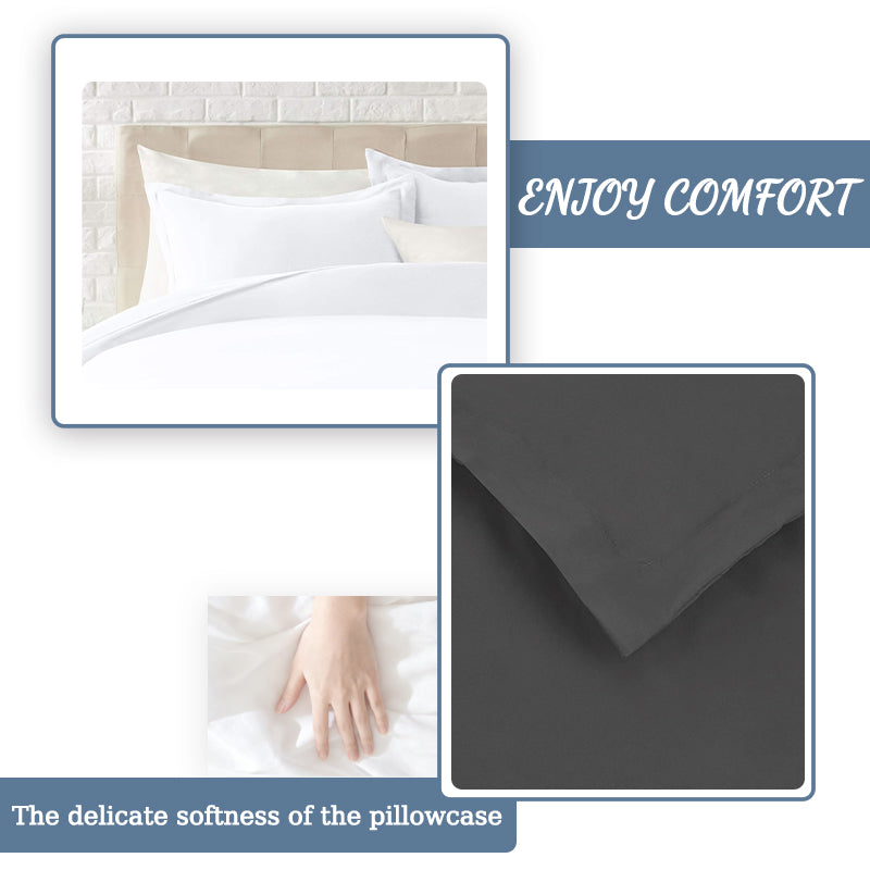 LeBonsoir Parure de lit avec housse de couette 200 x 200 cm et 2 taies d'oreiller 80 x 80 cm - Gris foncé