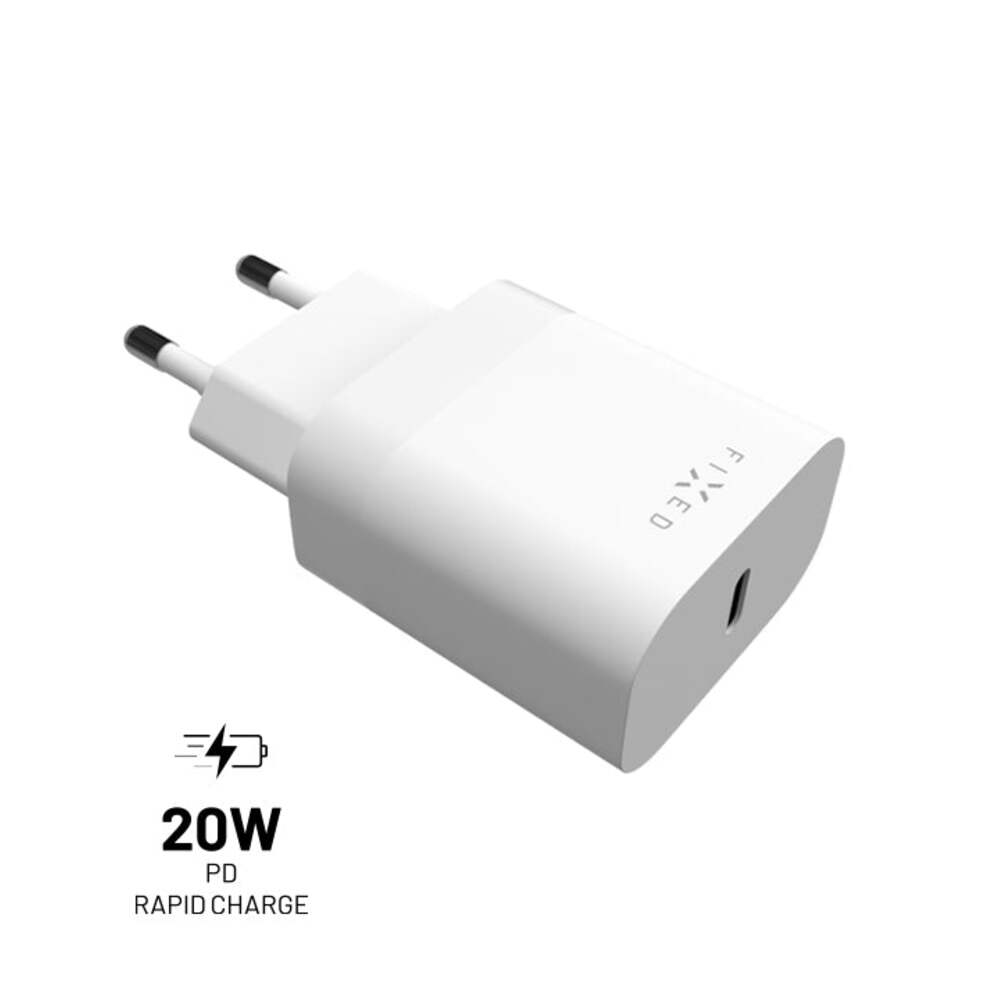 FIXED Chargeur de voyage USB-C 20 W, blanc