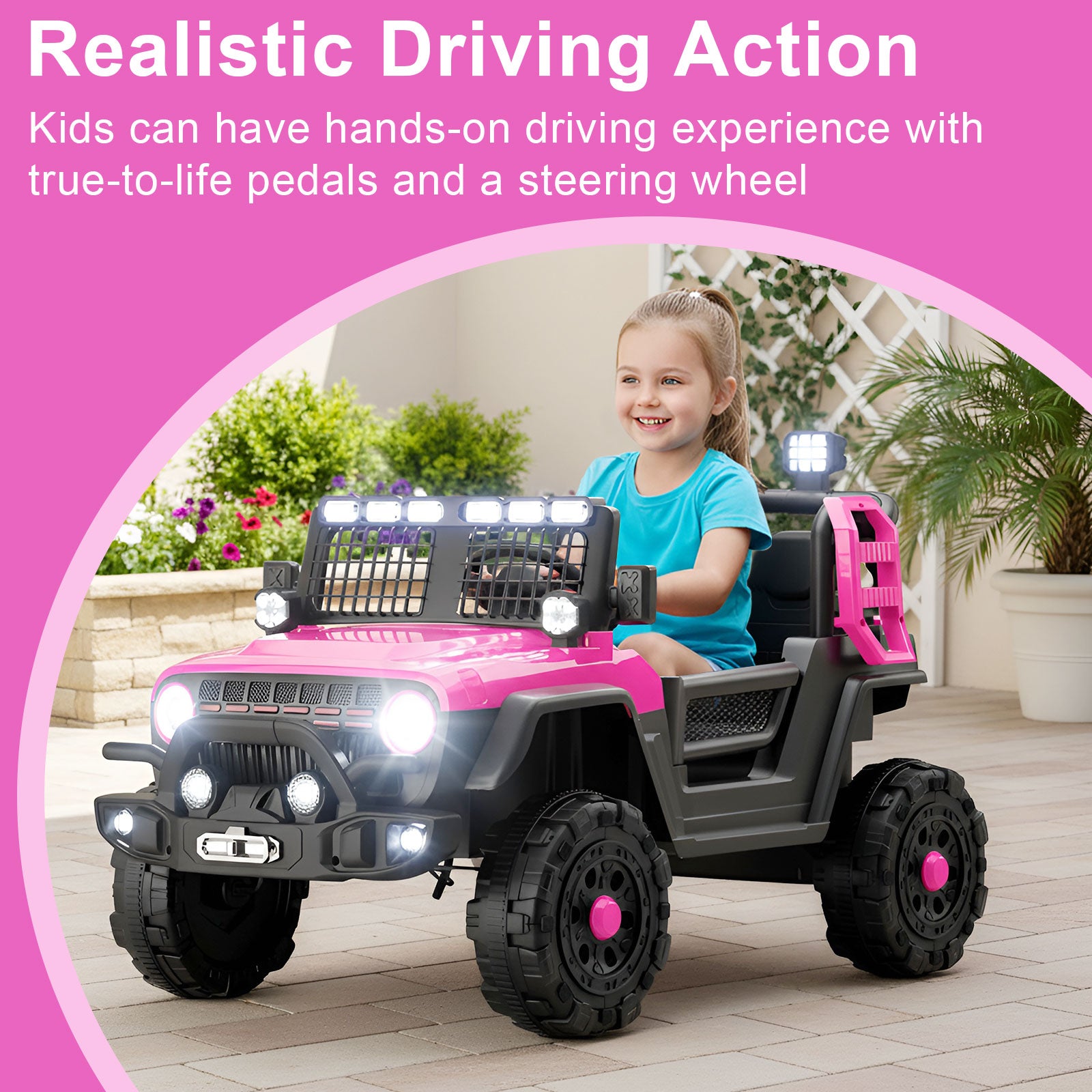 Neuleb Voiture électrique jouet à enfourcher 12 V pour enfants avec télécommande parentale pour tout-petits, harnais de siège, capacité de charge 66 lb, portes verrouillables