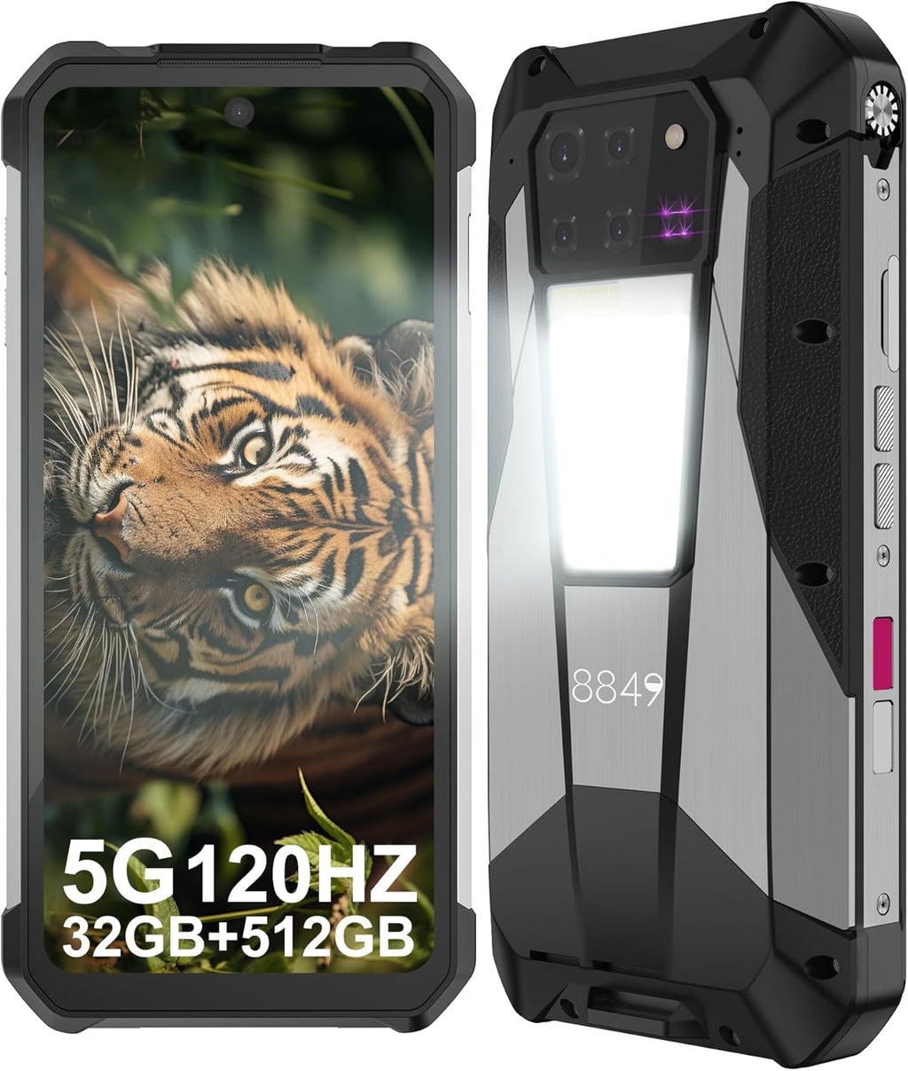Unihertz Tank 3 Pro 5G Smartphone Projecteur Robuste, Batterie 23800 mAh, 32 Go RAM, 512 Go Stockage, MediaTek Dimensity 8200 5G, Caméra Principale 200 MP + Objectif Vision Nocturne 64 MP, Double SIM Double Veille NFC