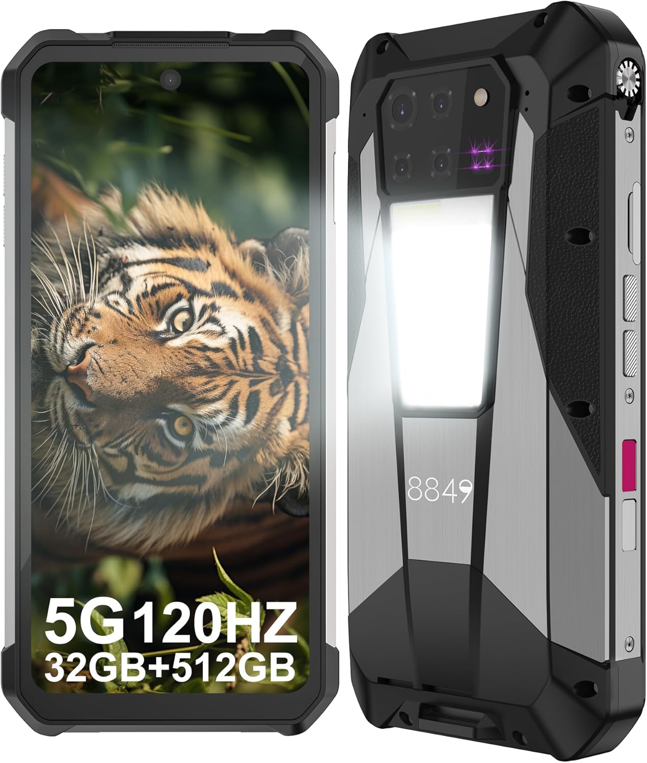 Unihertz Tank 3 Pro 5G Smartphone Projecteur Robuste, Batterie 23800 mAh, 32 Go RAM, 512 Go Stockage, MediaTek Dimensity 8200 5G, Caméra Principale 200 MP + Objectif Vision Nocturne 64 MP, Double SIM Double Veille NFC