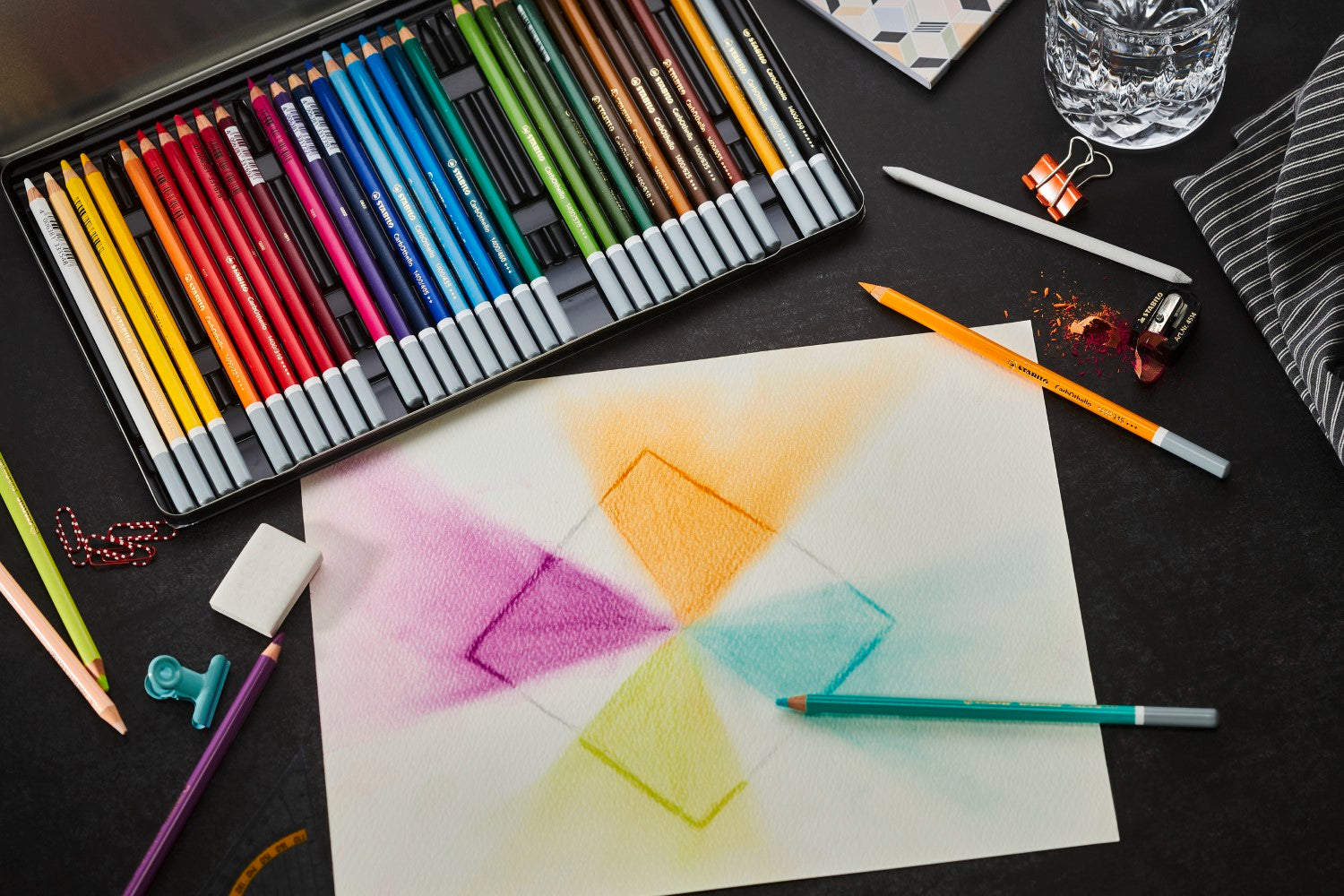 STABILO CarbOthello ARTY+ Boîte métal de 60 crayons-craie pastel