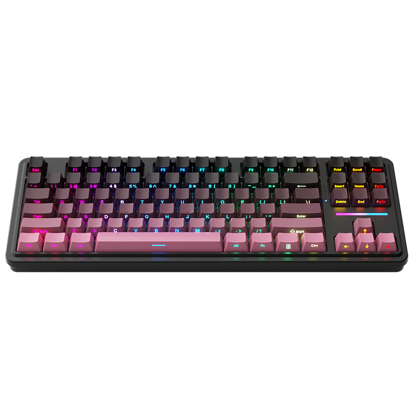 Machenike KG87 Clavier mécanique 80 % tri-mode, Gasket mount, switch latte et disposition QWERTY US - Rose