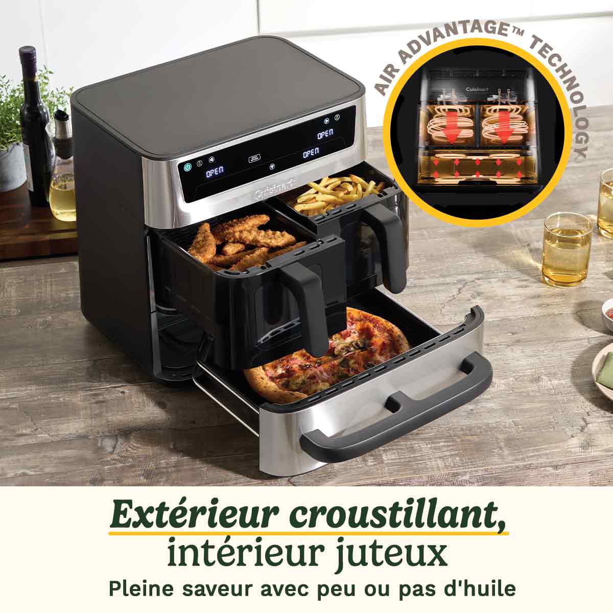 Cuisinart Friteuse à air et four triple zone 13,6 L acier inoxydable – AFT13XSSE