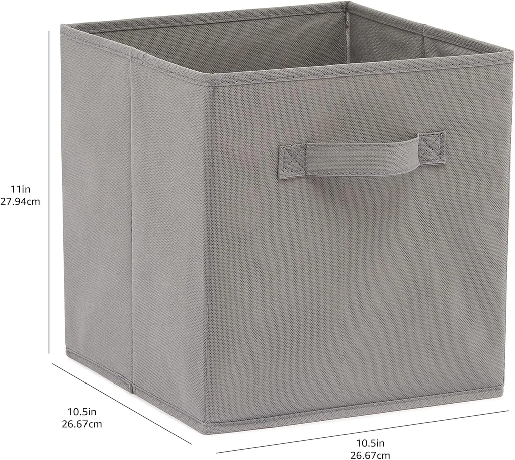 ANQI Cubes de rangement en tissu pliables avec poignées, gris, 10,5 x 10,5 x 11 pouces, lot de 6, vente de Nouvel An, cadeaux top