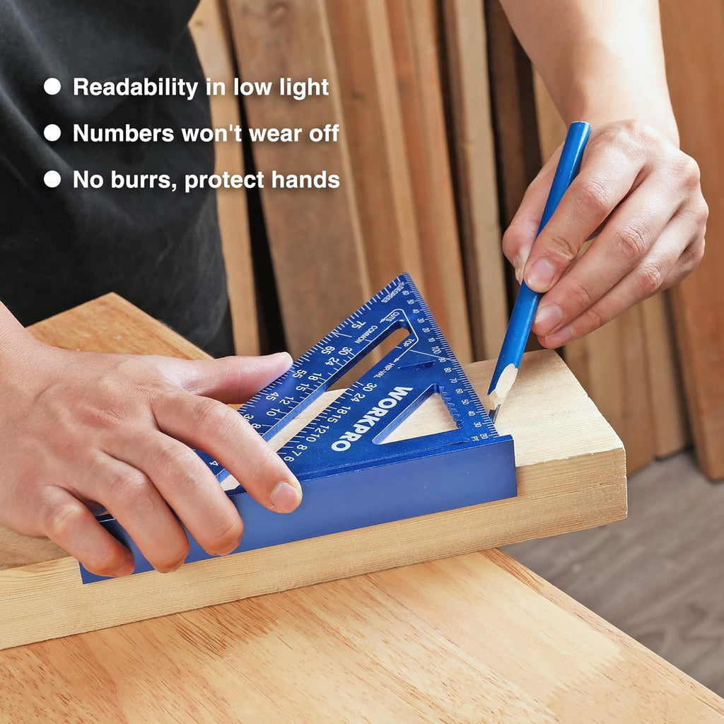 WORKPRO Équerre à 90° en aluminium 180 mm, outil de mesure pour menuisier