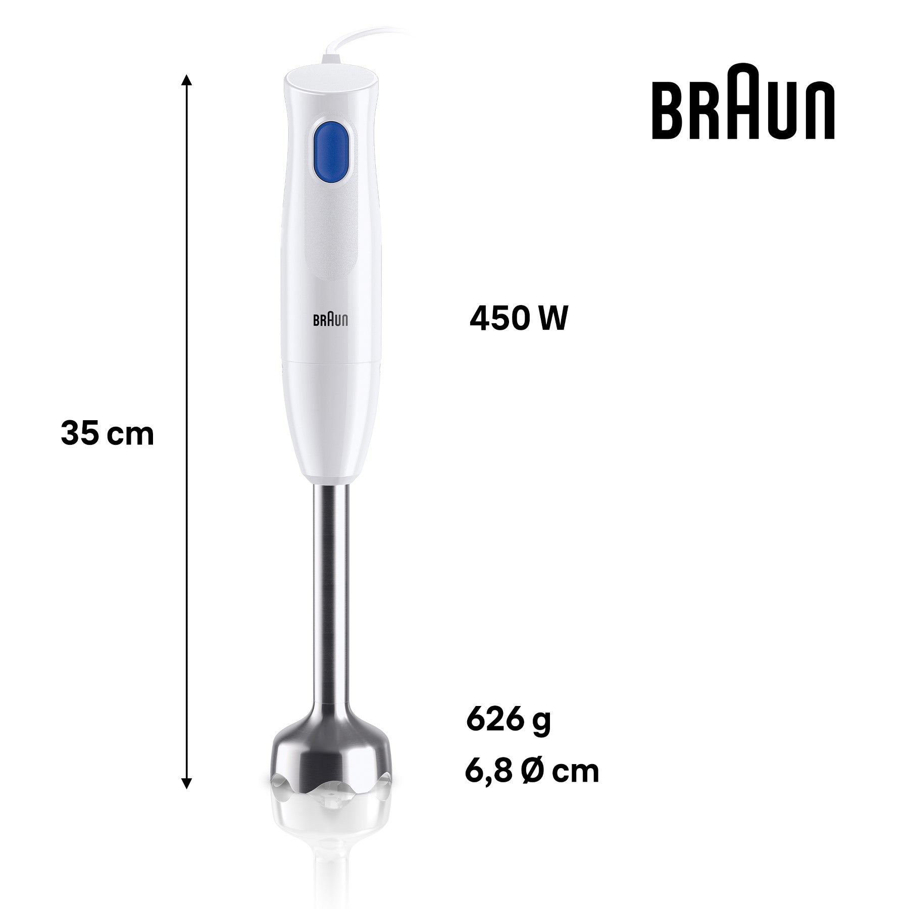 BRAUN MultiQuick 1, Mixeur plongeant, MQ10.001M, blanc