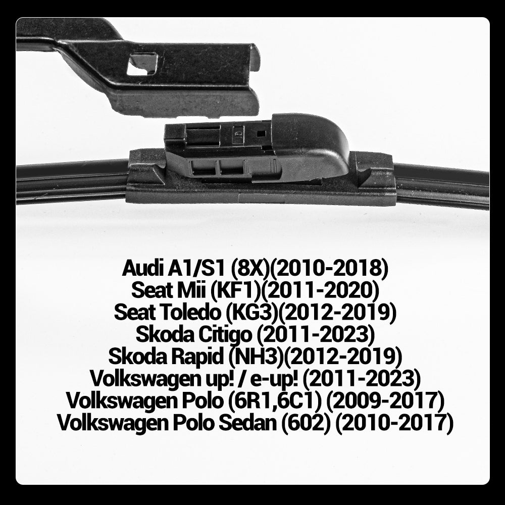 LECIBUBI Essuie-glaces pour VW up!/Polo, Skoda Citigo, Seat Mii, Audi A1, équipement d'origine - 600 mm + 400 mm